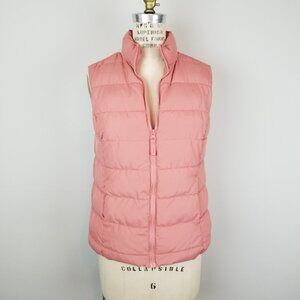 Dip Warm Pink Sleeveless Full Zip Front Faux Down Filled Puffer Vest * Small